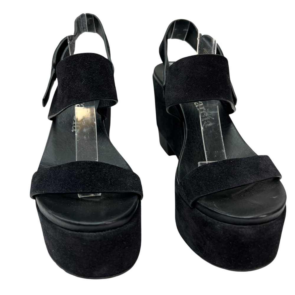 Pedro Garcia Desi Black Castoro Suede Leather Platform Wedge Sandals - Picture 3 of 8
